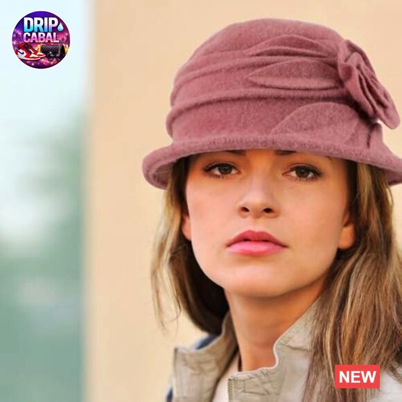 Wool Cloche Hat Winter Bucket Hat 1920s Vintage Floral Fedoras main image 4